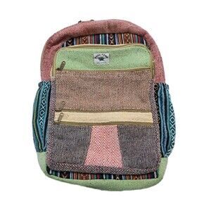 Himalayan Pure Hemp Nepal Backpack Handmade Patchwork THC Free Multicolored